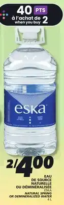 IGA ESKA NATURAL SPRING OR DEMINERALIZED WATER offer