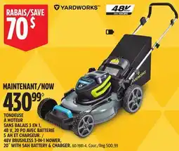 Canadian Tire Yardworks 48V Brushless 3-in-1 Mower 20 With 5AH Battery & Charger offer