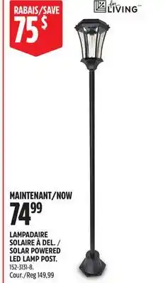 Canadian Tire FOR LIVING SOLAR POWERED LED LAMP POST offer