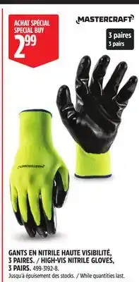 Canadian Tire MASTERCRAFT HIGH-VIS NITRILE GLOVES, 3 PAIRS offer