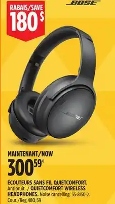 Canadian Tire Bose Quietcomfort Wireless Headphones offer