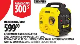 Canadian Tire CHAMPION 1850W/2500W RECOIL INVERTER GENERATOR WITH EZ START DIAL offer