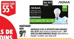 Canadian Tire NOMA A19 60W LED NON-DIMMABLE BULBS offer