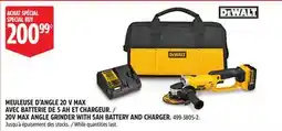 Canadian Tire DEWALT 20V MAX ANGLE GRINDER WITH 5AH BATTERY AND CHARGER offer