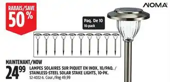 Canadian Tire NOMA STAINLESS-STEEL SOLAR STAKE LIGHTS, 10-PK offer