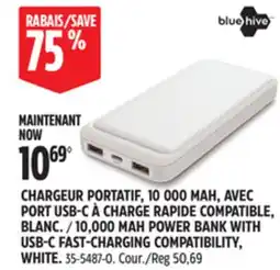 Canadian Tire BLUEHIVE 10,000 MAH POWER BANK WITH USB-C FAST-CHARGING COMPATIBILITY offer