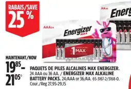 Canadian Tire ENERGIZER MAX ALKALINE BATTERY PACKS offer