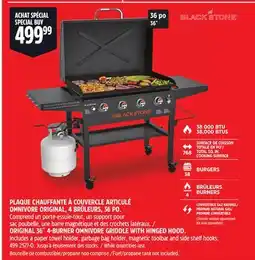 Canadian Tire BLACKSTONE ORIGINAL 36˝ 4-BURNER OMNIVORE GRIDDLE WITH HINGED HOOD offer