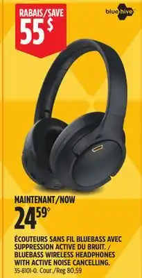 Canadian Tire BLUEBASS WIRELESS HEADPHONES WITH ACTIVE NOISE CANCELLING offer