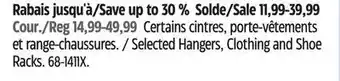 Canadian Tire Selected Hangers Clothing and Shoe Racks offer
