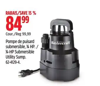 Canadian Tire Mastercraft 1⁄4-HP Submersible Utility Sump offer
