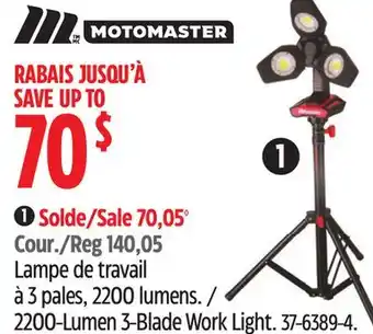 Canadian Tire MOTOMASTER 2200-Lumen 3-Blade Work Light offer