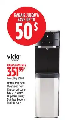 Canadian Tire UV Water Dispenser, Black/ Stainless. Bottom load Vida offer