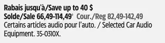 Canadian Tire Kicker Selected Car Audio Equipment offer