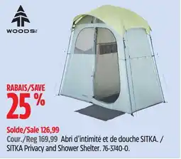 Canadian Tire Woods SITKA Privacy and Shower Shelter offer
