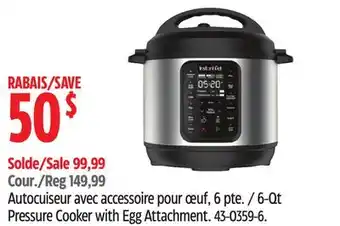 Canadian Tire 6-Qt Pressure Cooker with Egg Attachment offer