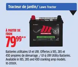 Canadian Tire motomaster U1 & U1R Utility Batteries. Available in 185, 285 and 430 Cranking amp models offer