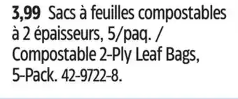 Canadian Tire Compostable 2-Ply Leaf Bags offer