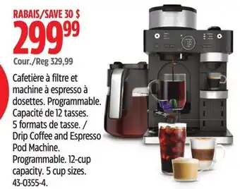 Canadian Tire Drip Coffee and Espresso Pod Machine. Programmable offer