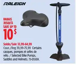 Canadian Tire Raleigh Select Bike Pumps, Saddle and Helmet offer