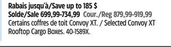 Canadian Tire Selected Convoy XT Rooftop Cargo Boxes offer