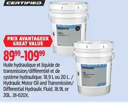 Canadian Tire Hydraulic Motor Oil and Transmission/ Differential Hydraulic Fluid offer