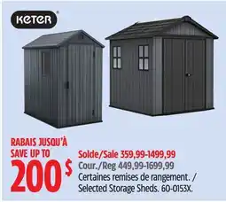 Canadian Tire Keter Selected Storage Sheds offer