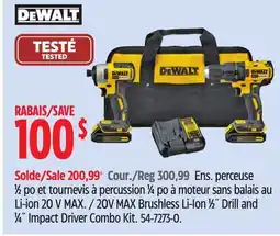 Canadian Tire DEWALT 20V MAX Brushless Li-Ion 1⁄2˝ Drill and 1⁄4˝ Impact Driver Combo Kit offer