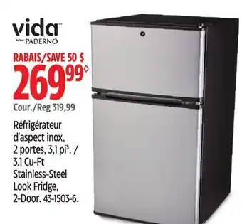 Canadian Tire 3.1Cu-Ft Stainless-Steel Look Fridge, 2-Door. Vida offer