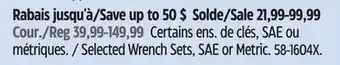 Canadian Tire Mastercraft Selected Wrench Sets offer