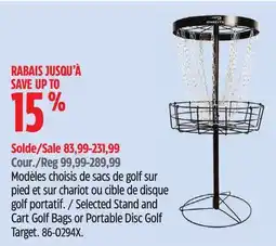 Canadian Tire Powerbilt elected Stand and Cart Golf Bags or Portable Disc Golf Target offer