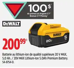 Canadian Tire Dewalt 20V MAX Lithium-Ion 5.0Ah Premium Battery offer