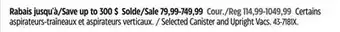 Canadian Tire Miele Selected Canister and Upright Vacs offer