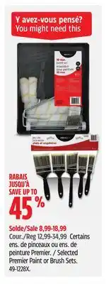 Canadian Tire Premier Selected Premier Paint or Brush Sets offer