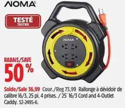 Canadian Tire NOMA 25´ 16/3 Cord and 4-Outlet Caddy offer