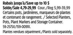 Canadian Tire CANVAS Selected Planters, Pots, Plant Markers and Storage Container offer