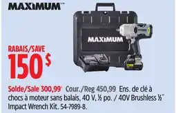 Canadian Tire Maximum 40V Brushless 1⁄2˝ Impact Wrench Kit offer