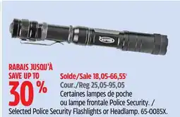 Canadian Tire Selected Police Security Flashlights or Headlamp offer