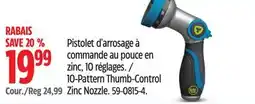 Canadian Tire Yardworks 10-Pattern Thumb-Control Zinc Nozzle offer