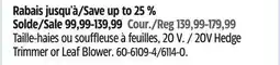 Canadian Tire 20V Hedge Trimmer or Leaf Blower offer