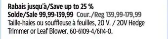 Canadian Tire 20V Hedge Trimmer or Leaf Blower offer