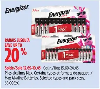 Canadian Tire ENERGIZER Max Alkaline Batteries offer