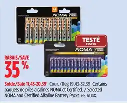 Canadian Tire NOMA and Certified Alkaline Battery Packs offer