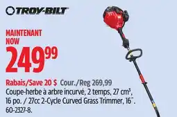 Canadian Tire 27cc 2-Cycle Curved Grass Trimmer, 16˝ TROY-BILT offer