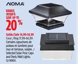 Canadian Tire Selected Solar Post Caps and Deck/Wall Lights offer
