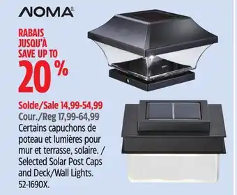 Canadian Tire Selected Solar Post Caps and Deck/Wall Lights offer