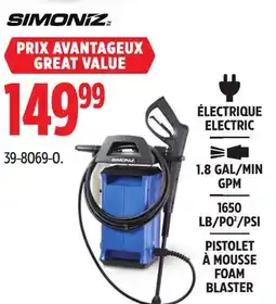 Canadian Tire Simoniz ELECTRIC 1.8 GAL/MIN PISTOLET À MOUSSE offer