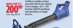 Canadian Tire Mastercraft 20V Brushless 460CFM Leaf Blower with 4Ah Battery & Charger offer