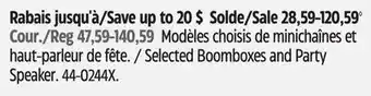 Canadian Tire Proscan Selected Boomboxes and Party Speaker offer