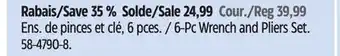 Canadian Tire mastercraft 6-Pc Wrench and Pliers Set offer